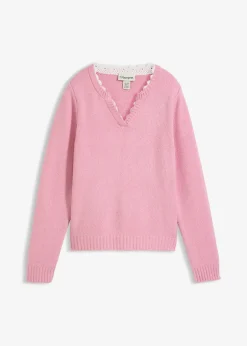 Femme bonprix Maille|Pulls & Gilets|Pull à empiècement dentelle