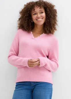 Femme bonprix Maille|Pulls & Gilets|Pull à empiècement dentelle