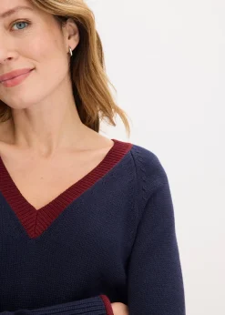 bonprix Pull à rayures contrastantes|Femme Maille|Pulls & Gilets