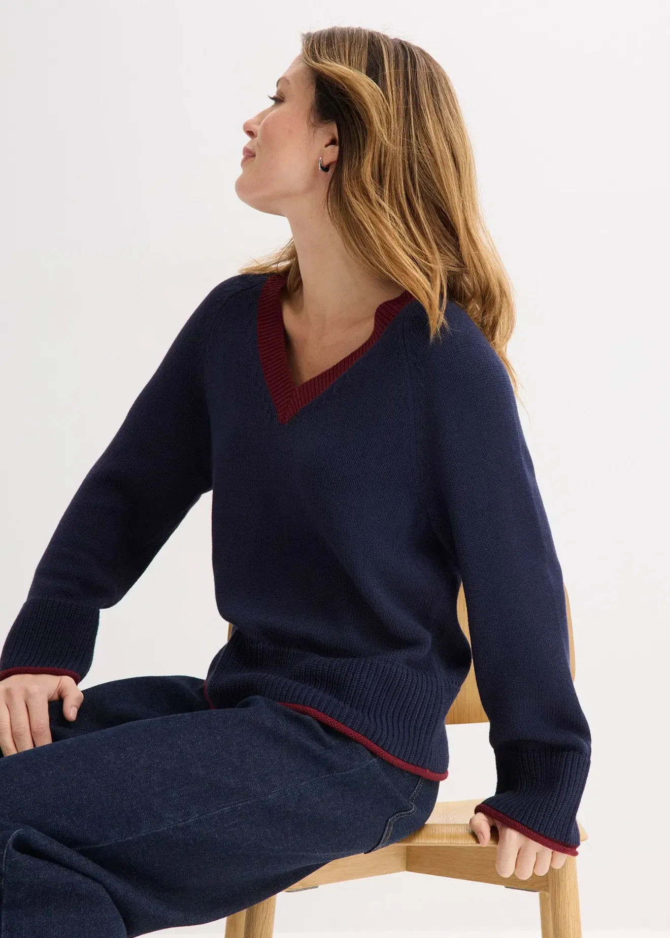 bonprix Pull à rayures contrastantes|Femme Maille|Pulls & Gilets