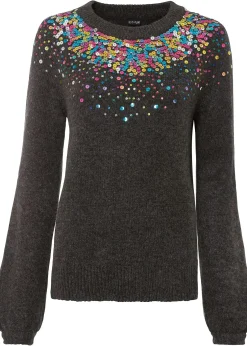 bonprix Pull à sequins multicolores|Femme Maille|Pulls & Gilets