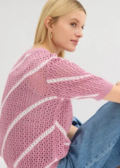 bonprix Pull ajouré 100% coton|Femme Maille|Pulls & Gilets