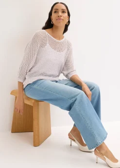 bonprix Pull ajouré brillant|Femme Maille|Pulls & Gilets