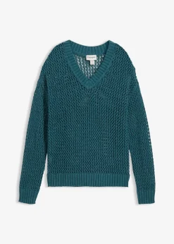 bonprix Pull ajouré en lin mélangé|Femme Maille|Premium