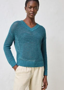bonprix Pull ajouré en lin mélangé|Femme Maille|Premium