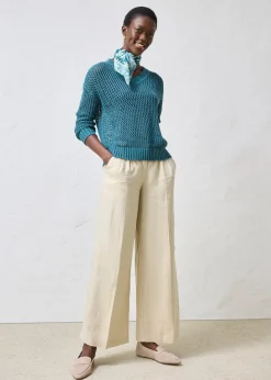 bonprix Pull ajouré en lin mélangé|Femme Maille|Premium