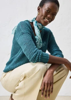 bonprix Pull ajouré en lin mélangé|Femme Maille|Premium