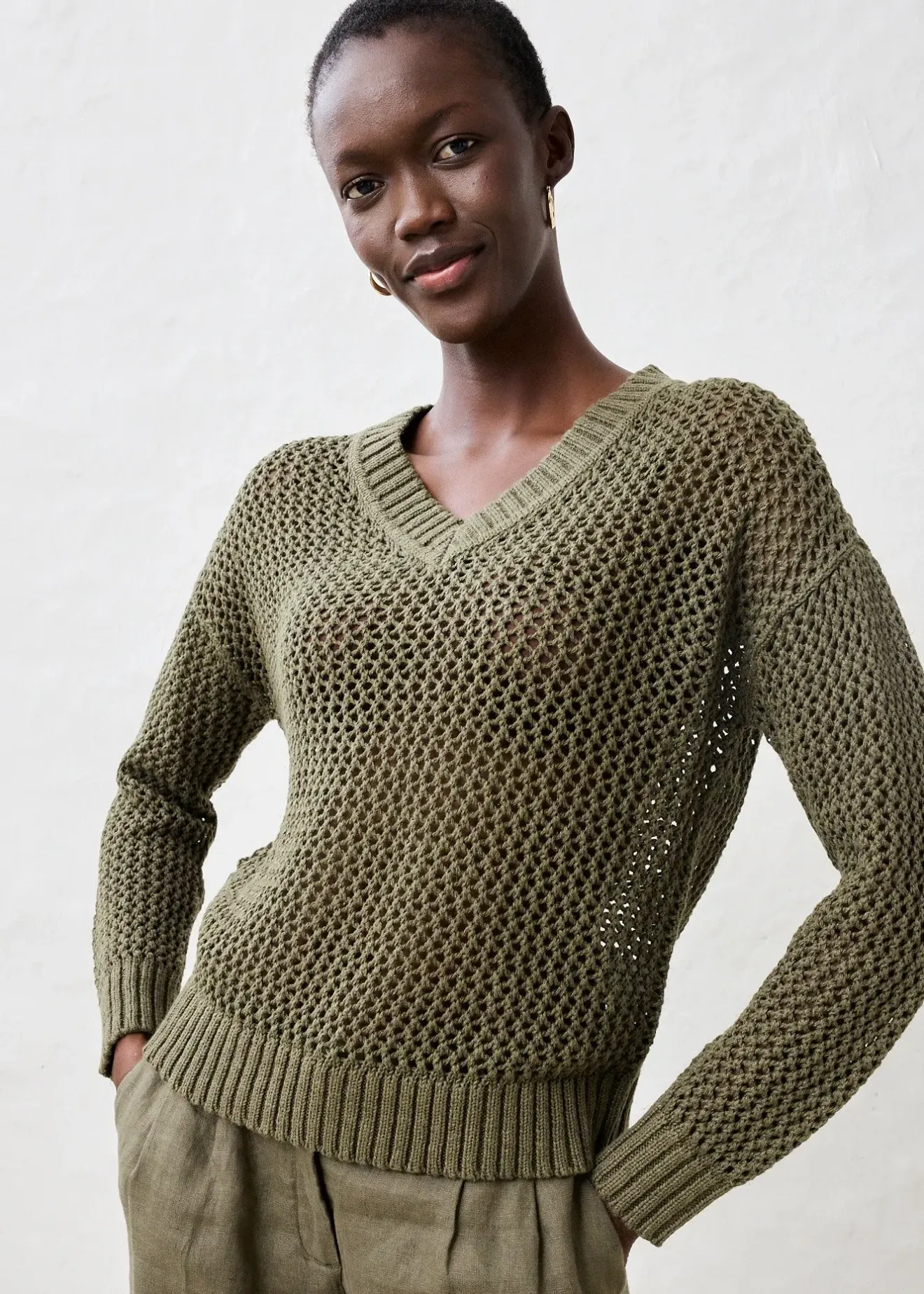 bonprix Pull ajouré en lin mélangé|Femme Maille|Premium