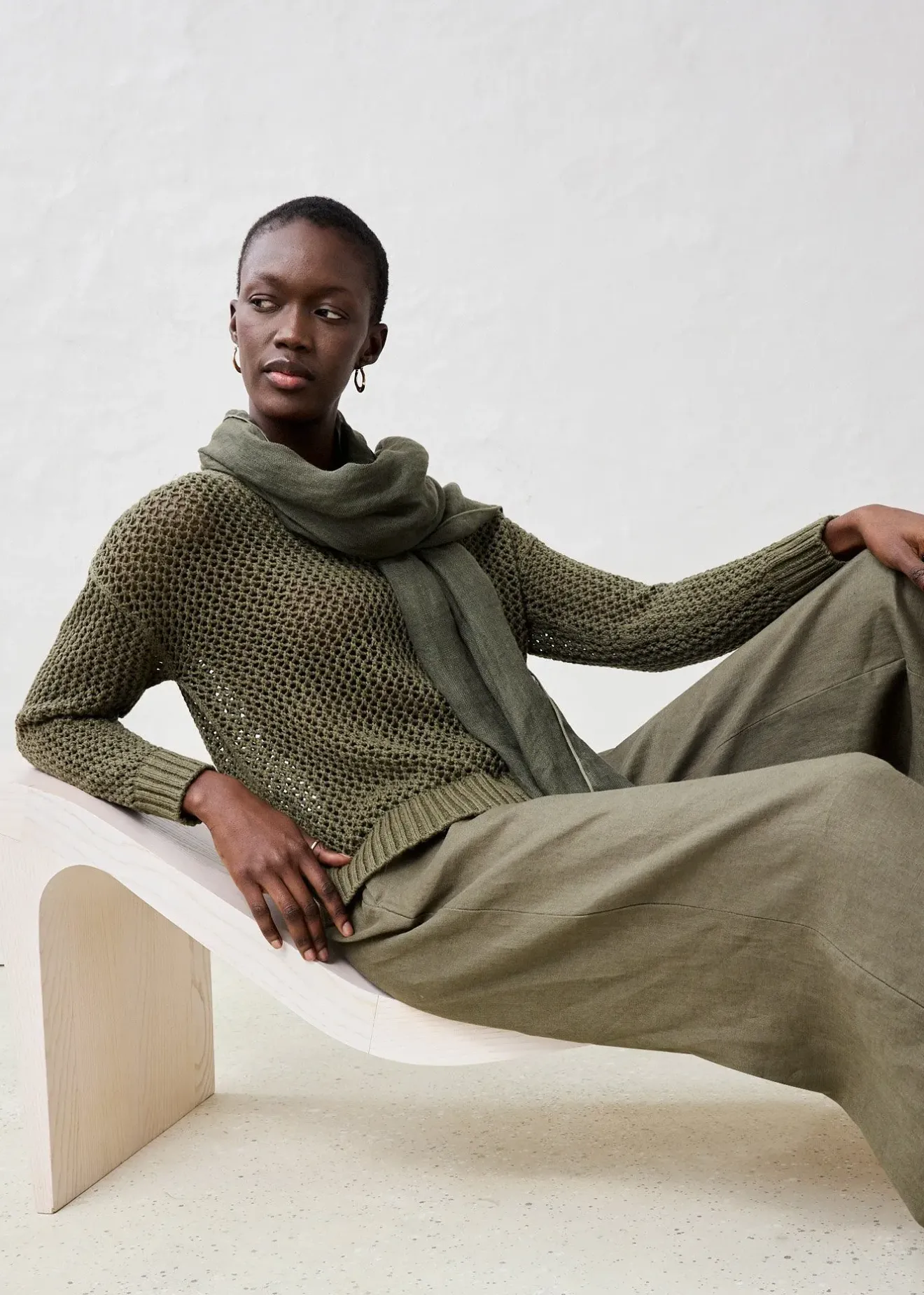 bonprix Pull ajouré en lin mélangé|Femme Maille|Premium