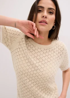 bonprix Pull ajouré en maille poilue|Femme Maille|Pulls & Gilets