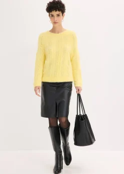 bonprix Pull ajouré en maille poilue|Femme Maille|Pulls & Gilets