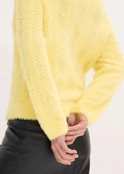 bonprix Pull ajouré en maille poilue|Femme Maille|Pulls & Gilets