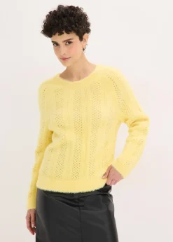 bonprix Pull ajouré en maille poilue|Femme Maille|Pulls & Gilets