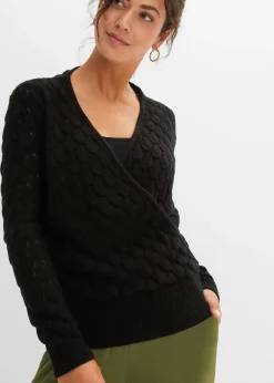 Femme bonprix Maille|Pulls & Gilets|Pull ajouré style cache-cœur