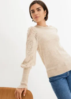 Femme bonprix Maille|Pulls & Gilets|Pull aux manches ajourées