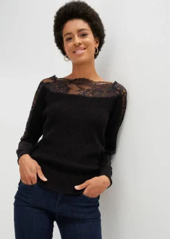 bonprix Pull avec dentelle|Femme Maille|Pulls & Gilets