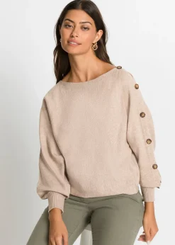 bonprix Pull avec détails boutons|Femme Maille|Pulls & Gilets