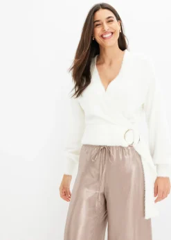 Femme bonprix Maille|Pulls & Gilets|Pull cache-cœur avec accessoire