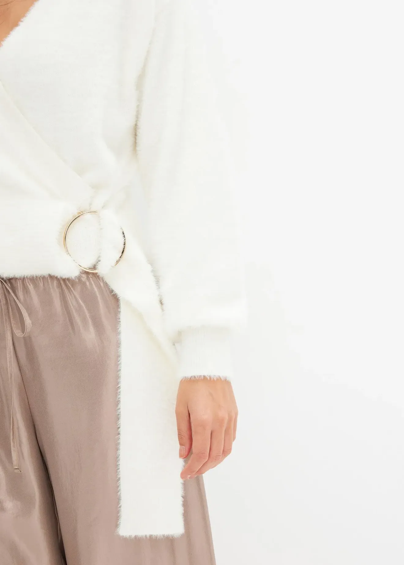 Femme bonprix Maille|Pulls & Gilets|Pull cache-cœur avec accessoire