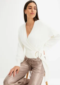 Femme bonprix Maille|Pulls & Gilets|Pull cache-cœur avec accessoire