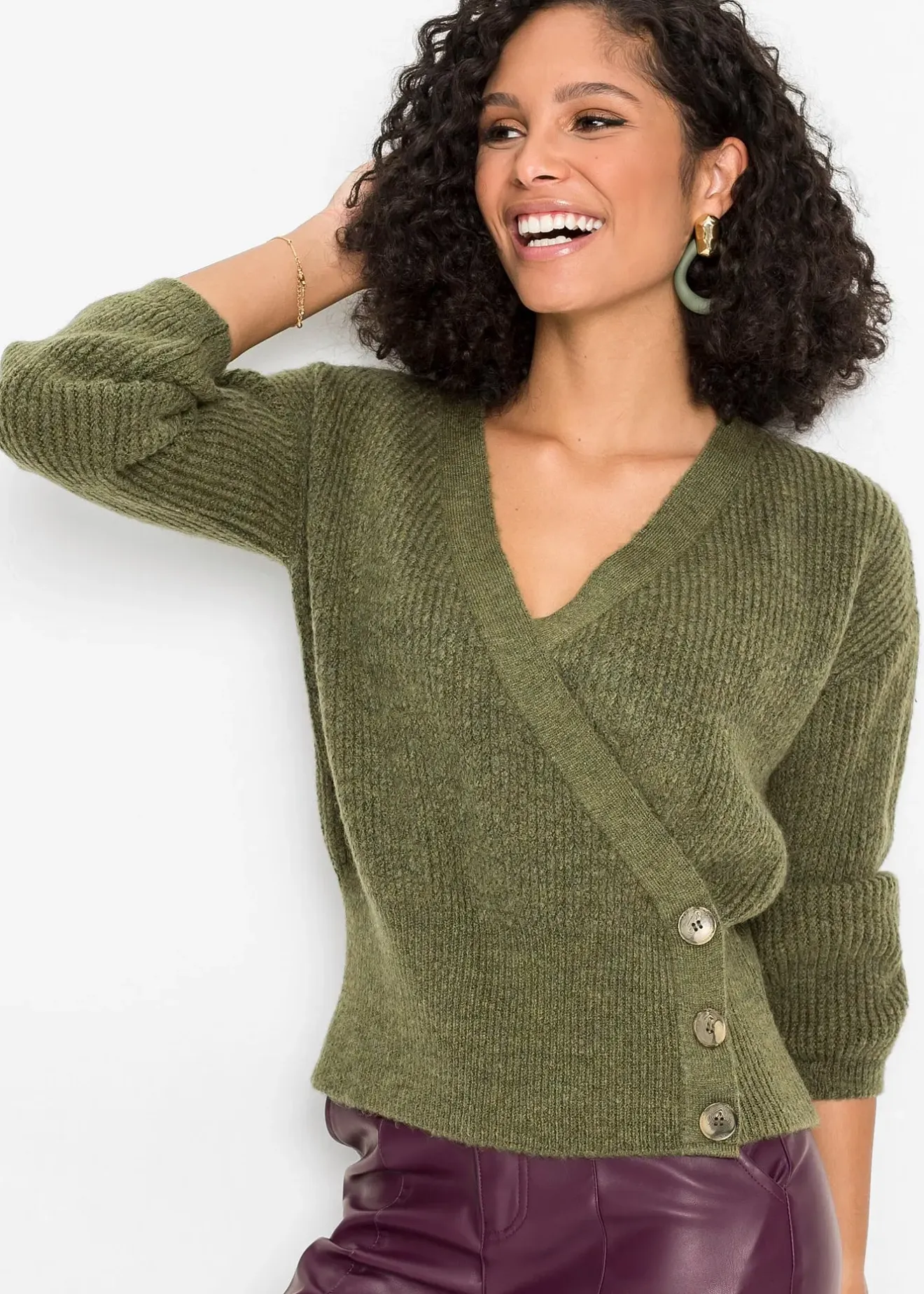 bonprix Pull cache-cœur oversize|Femme Maille|Pulls & Gilets