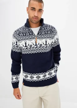 Homme bonprix Pulls & Gilets|Pull camionneur à motif norvégien marin