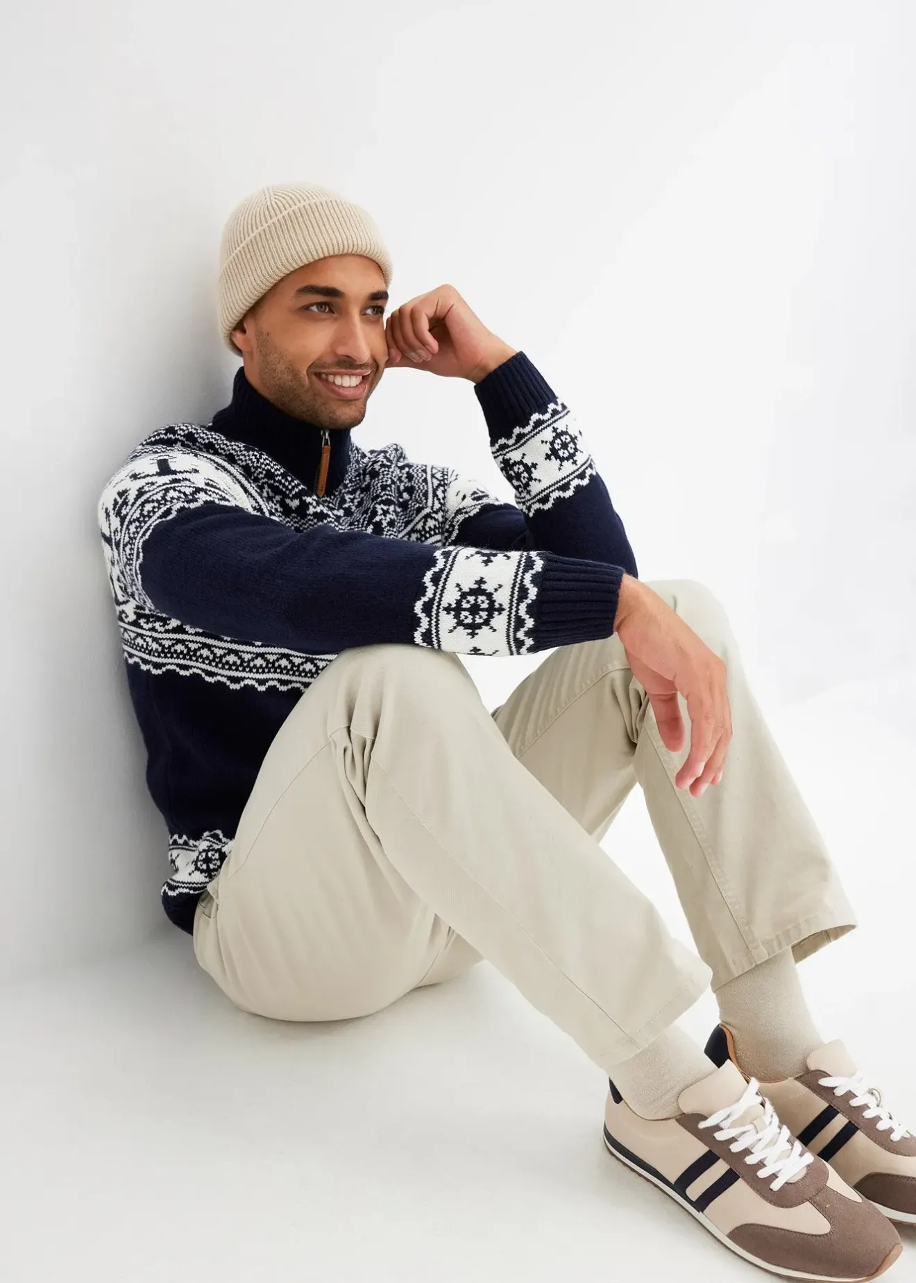 Homme bonprix Pulls & Gilets|Pull camionneur à motif norvégien marin