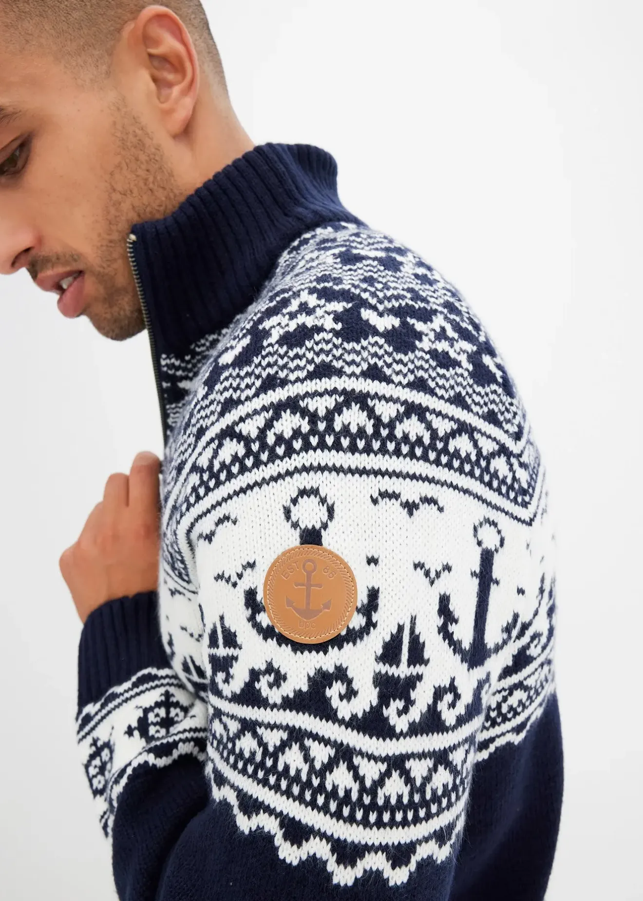 Homme bonprix Pulls & Gilets|Pull camionneur à motif norvégien marin