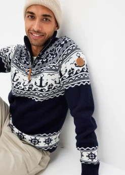 Homme bonprix Pulls & Gilets|Pull camionneur à motif norvégien marin