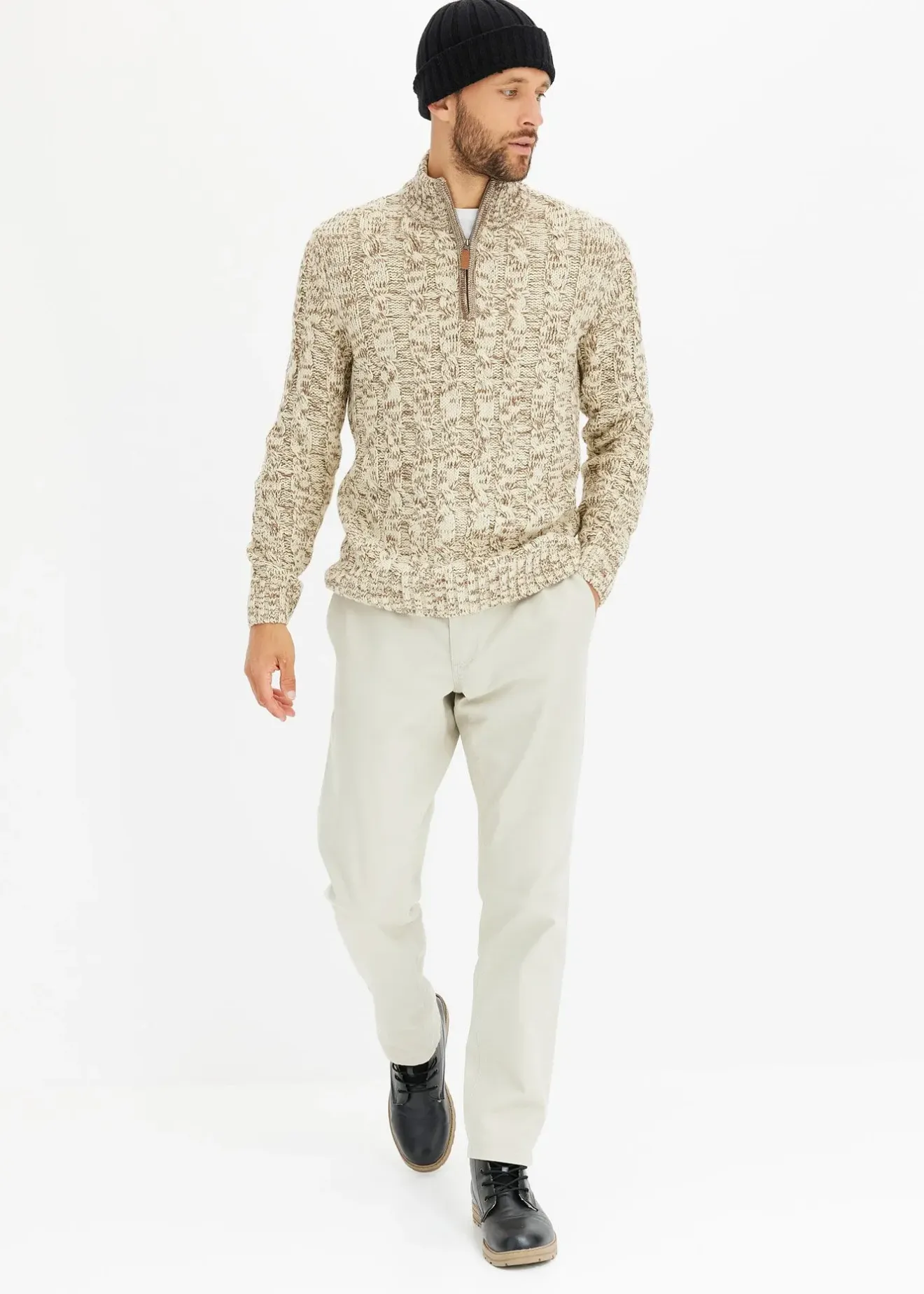 Homme bonprix Pulls & Gilets|Pull camionneur chiné à torsades