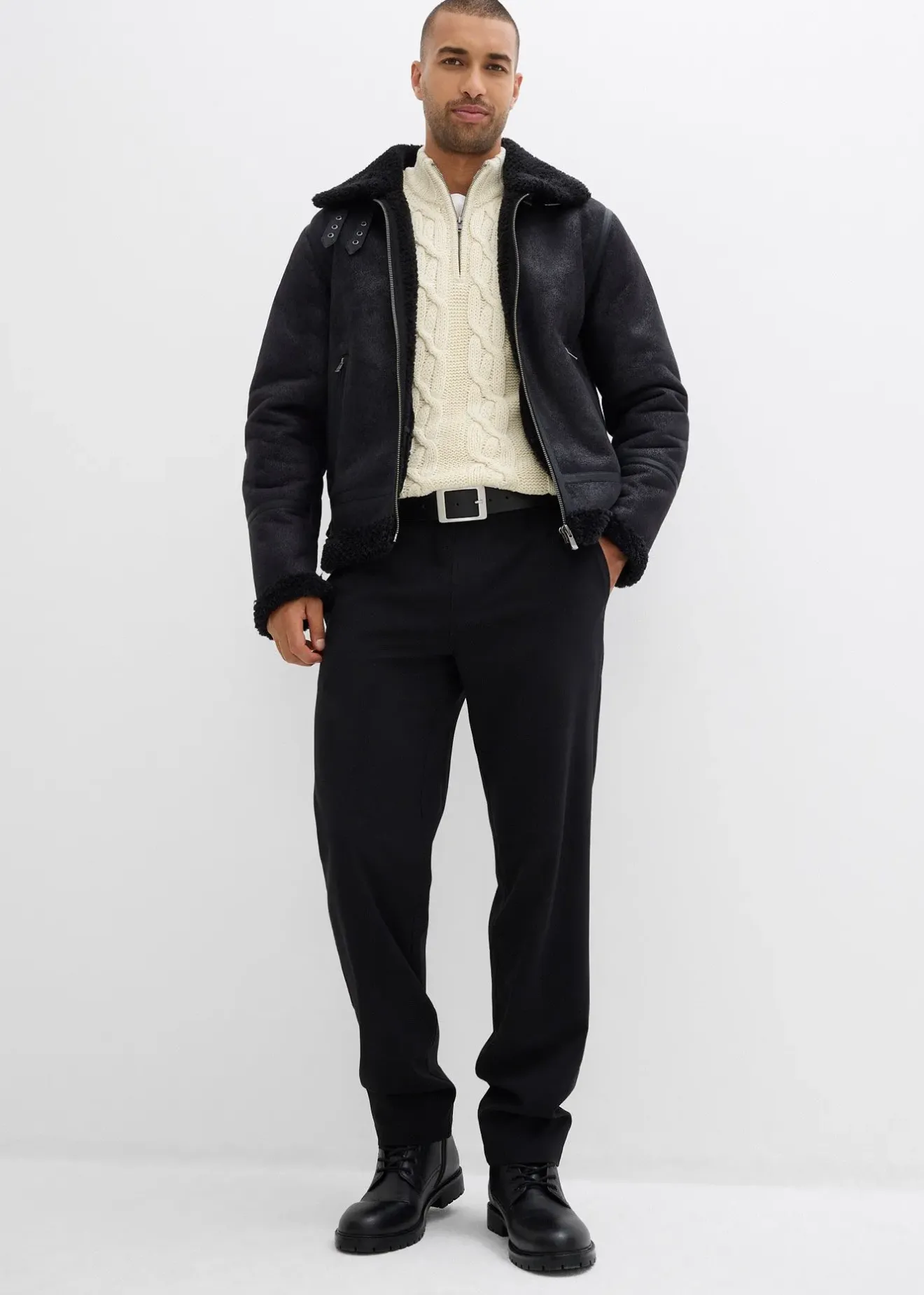 Homme bonprix Pulls & Gilets|Pull camionneur doux en grosse maille à motif torsadé