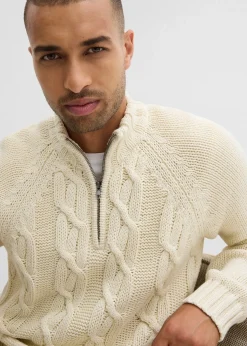 Homme bonprix Pulls & Gilets|Pull camionneur doux en grosse maille à motif torsadé