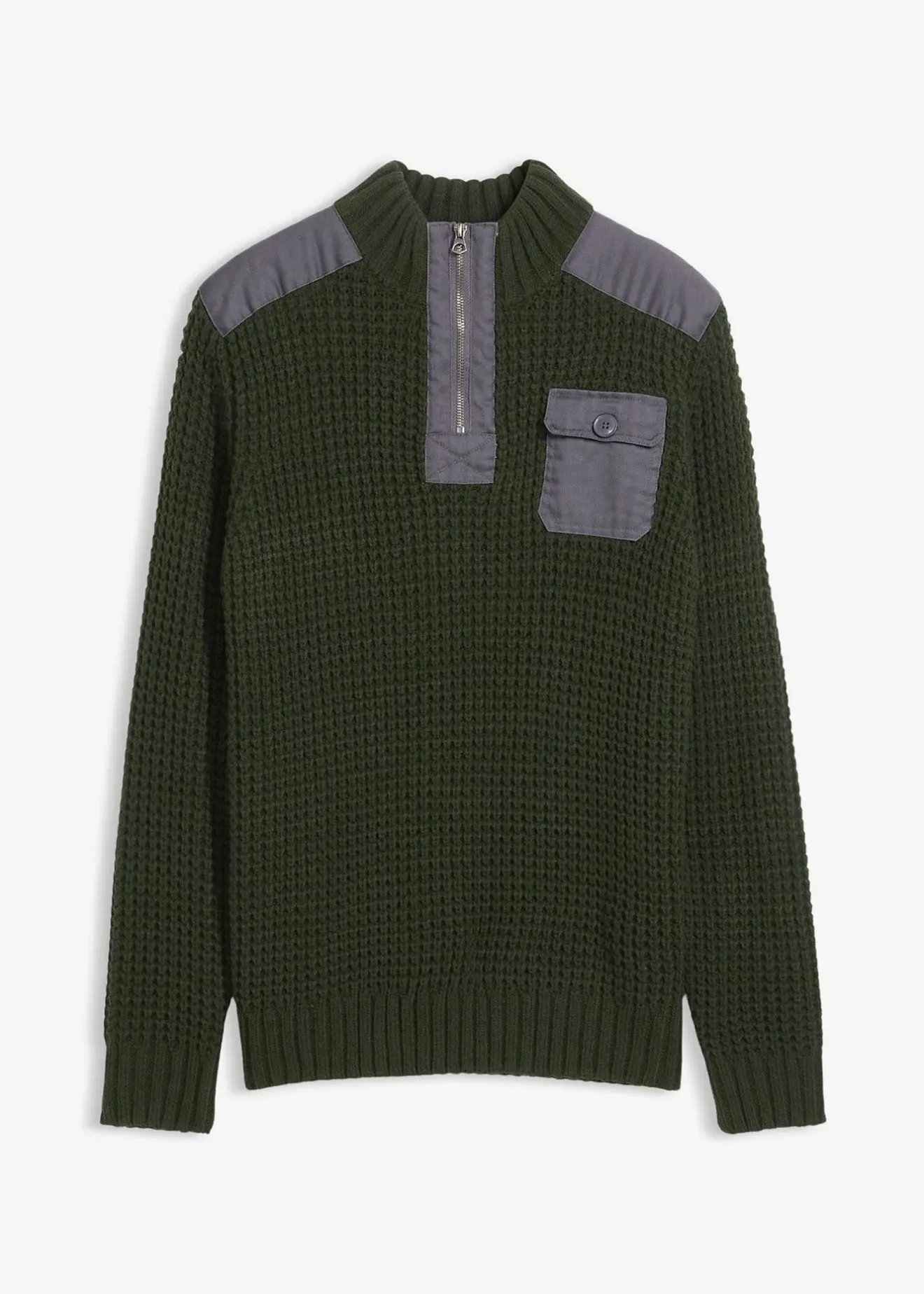 Homme bonprix Pulls & Gilets|Pull camionneur en grosse maille avec empiècements en tissu