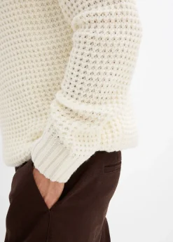 bonprix Pull camionneur en grosse maille avec empiècements en tissu|Homme Pulls & Gilets