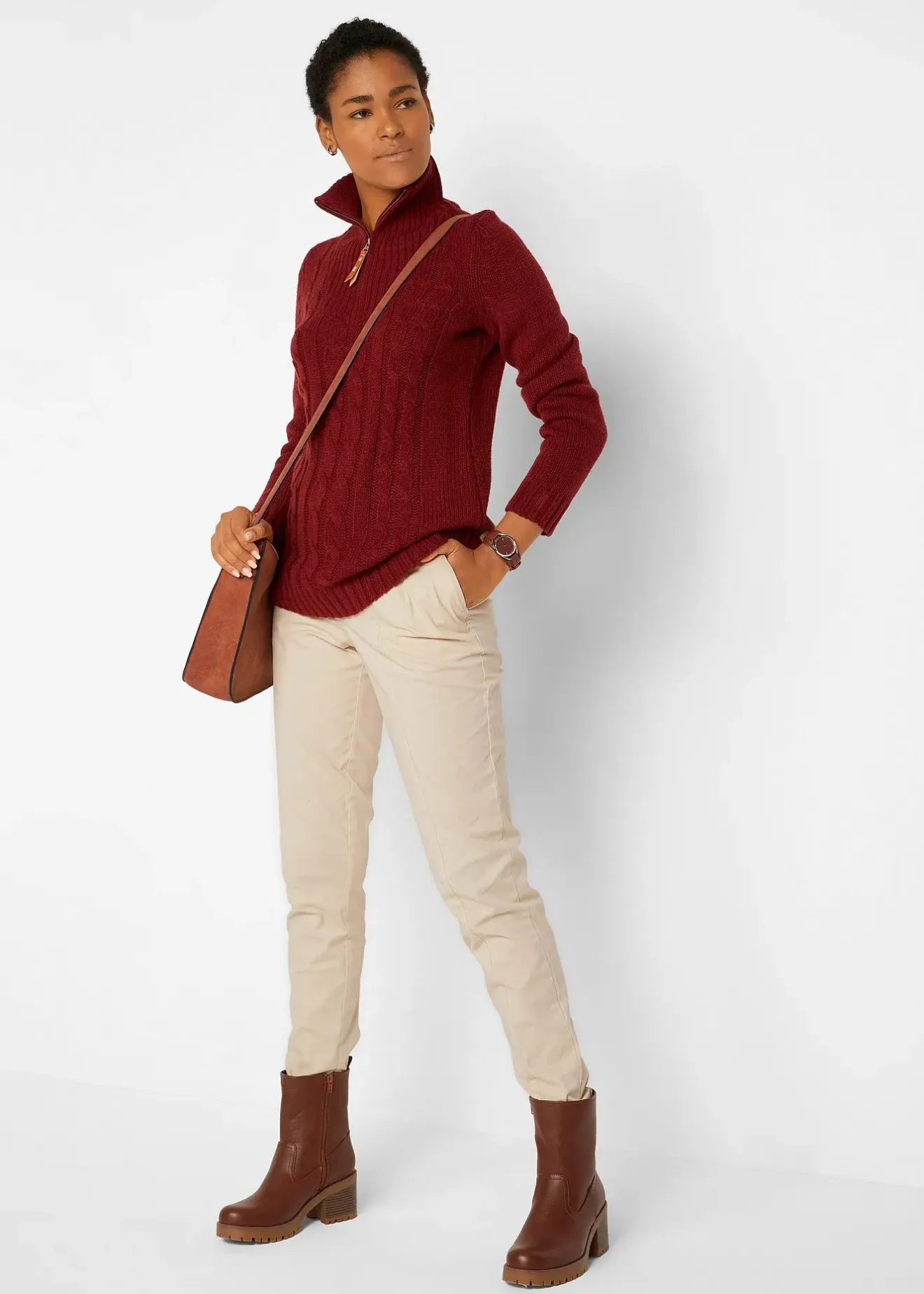 Femme bonprix Pulls & Gilets|Pull camionneur en maille torsadée