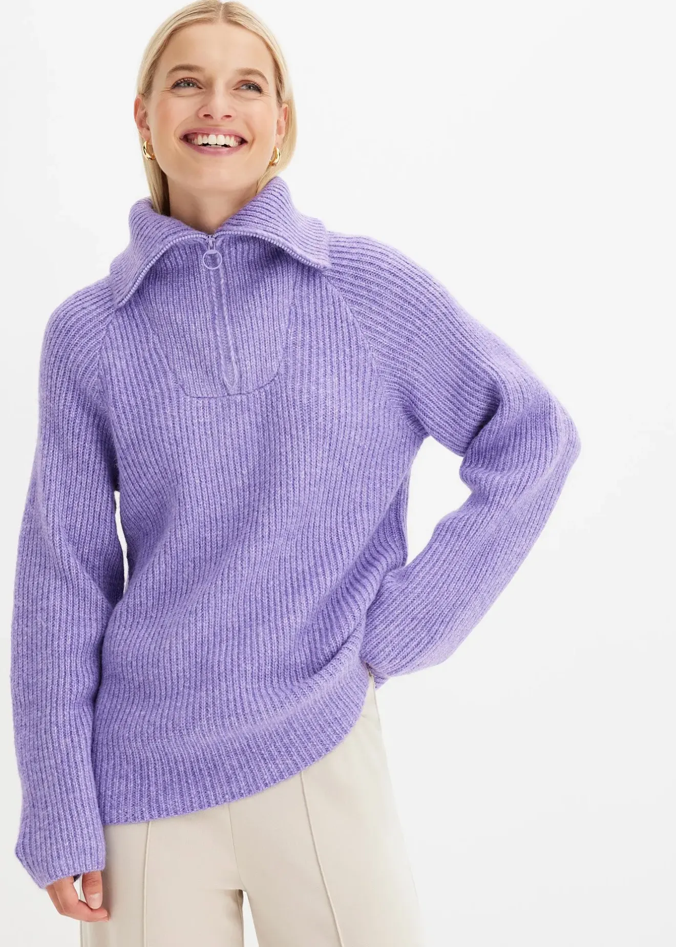 bonprix Pull camionneur en maille côtelée|Femme Pulls & Gilets