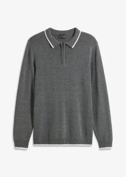 bonprix Pull col polo en coton recyclé majoritaire|Homme Pulls & Gilets