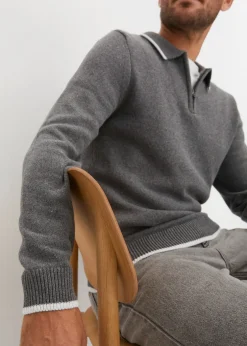 bonprix Pull col polo en coton recyclé majoritaire|Homme Pulls & Gilets