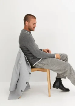 bonprix Pull col polo en coton recyclé majoritaire|Homme Pulls & Gilets