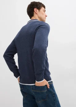 bonprix Pull col polo en coton recyclé majoritaire|Homme Pulls & Gilets