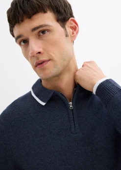 bonprix Pull col polo en coton recyclé majoritaire|Homme Pulls & Gilets