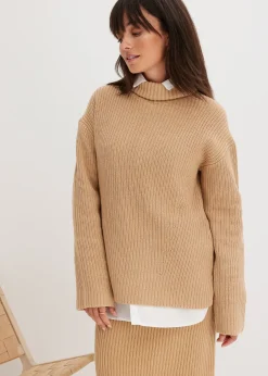 bonprix Pull col roulé 100% coton|Femme Maille|Pulls & Gilets