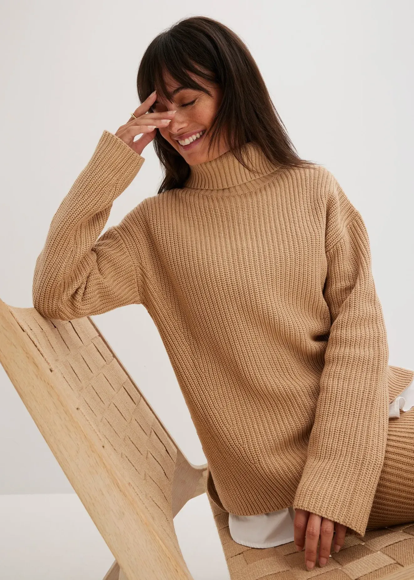 bonprix Pull col roulé 100% coton|Femme Maille|Pulls & Gilets