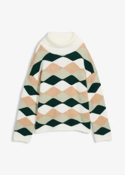 Femme bonprix Maille|Pulls & Gilets|Pull col roulé à motif graphique