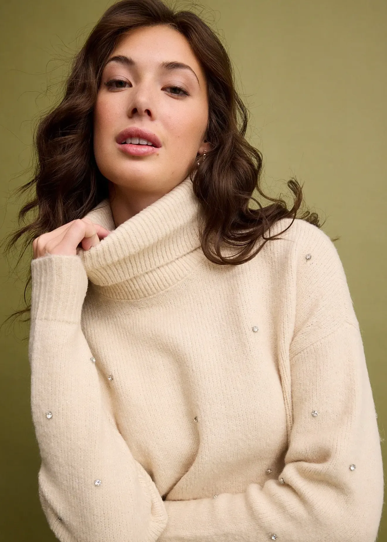 Femme bonprix Maille|Pulls & Gilets|Pull col roulé avec strass