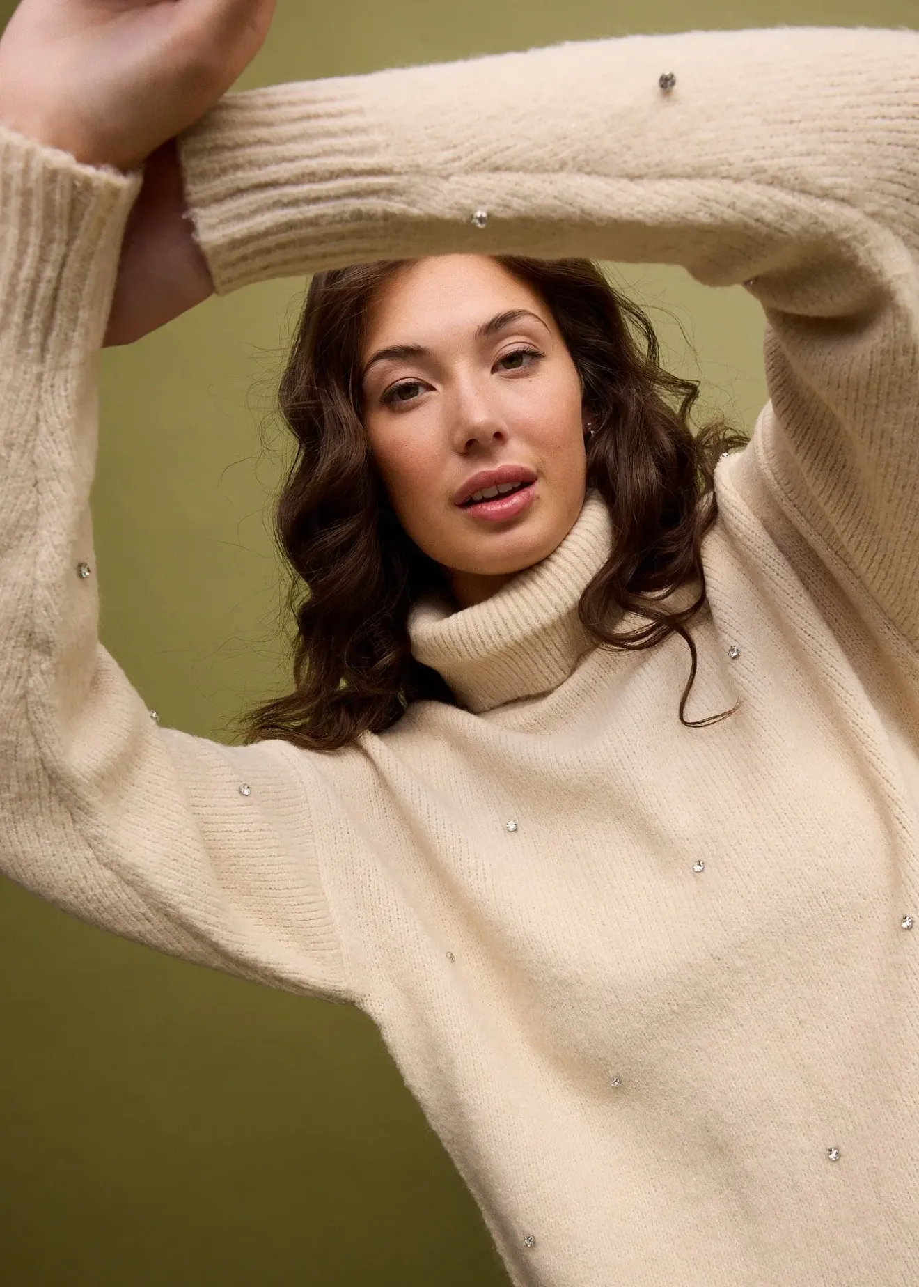 Femme bonprix Maille|Pulls & Gilets|Pull col roulé avec strass