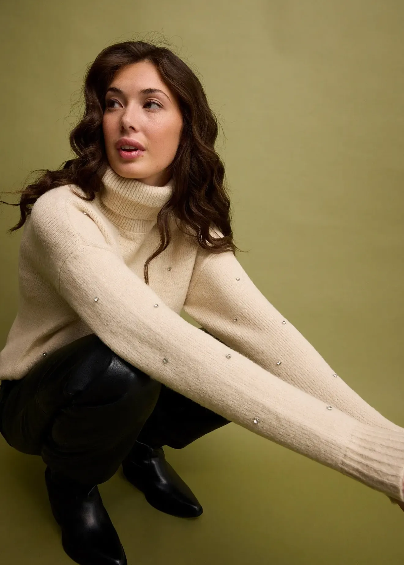 Femme bonprix Maille|Pulls & Gilets|Pull col roulé avec strass