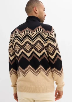 Homme bonprix Pulls & Gilets|Pull col roulé doux à motif ikat