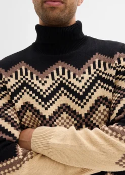 Homme bonprix Pulls & Gilets|Pull col roulé doux à motif ikat