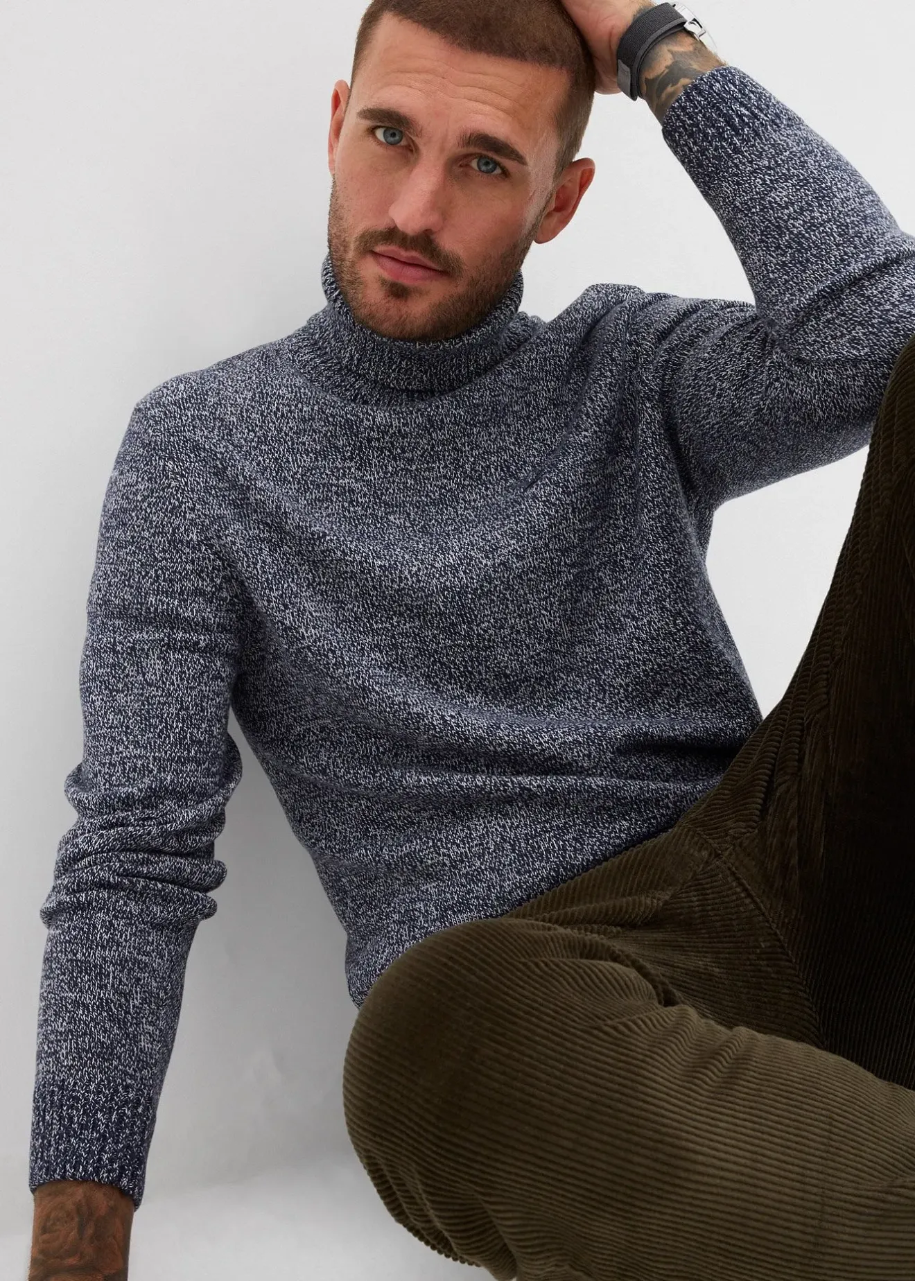 Homme bonprix Pulls & Gilets|Pull col roulé en coton mélangé